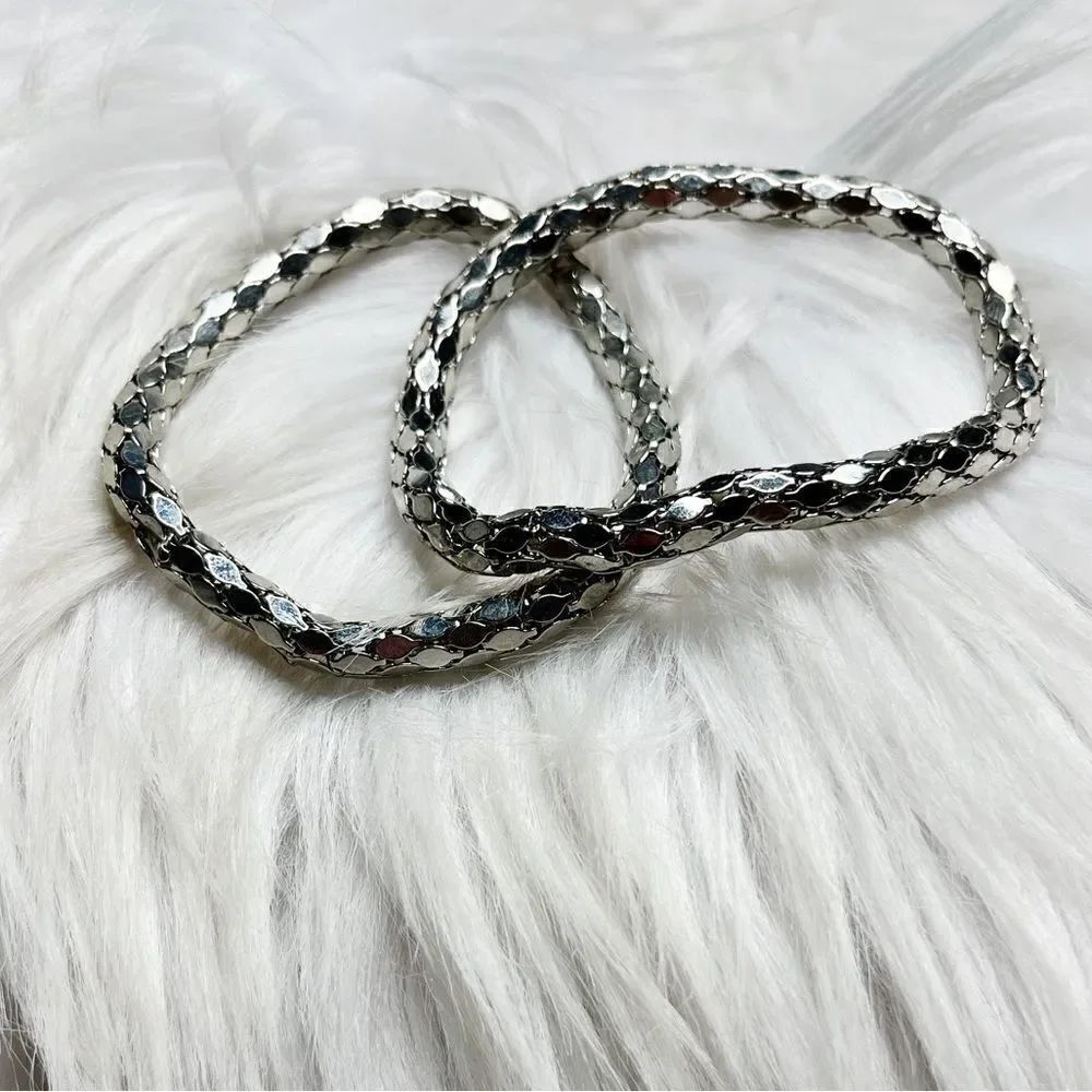 Fashion Stretchy Bangle Bracelets Silver One Size